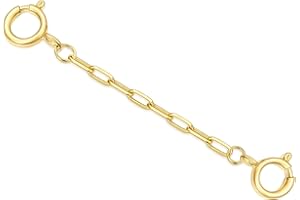 BEBEWO 10K Yellow Gold 1"/2"/3"/4"/5" Necklace Extender Chain with Double Spring Clasp, 10k Gold Necklace Extender Bracelet A