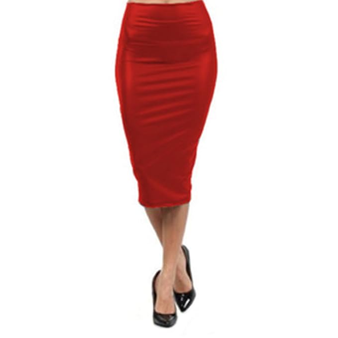 semen Damen Frauen Rock Bleistift Bleistiftrock High Waist Bodycon Elastisches Taillenband Midi Rock Elegant Business Style K