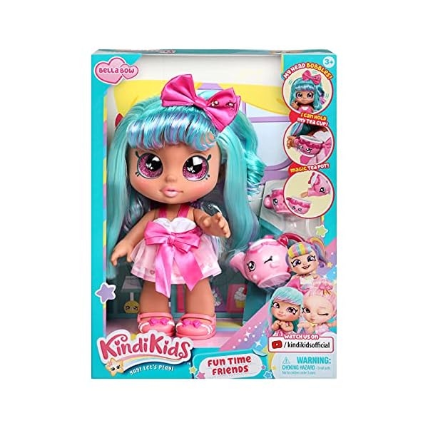 Kindi-Kids-Fun-Time-Friends-Bella-Bow Kindi Kids Fun Time Friends Bella Bow, Pre-school Kindi Kids 10 inch doll and 2 Shopkin Accessories