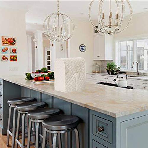 Giveme5 Kitchen Aid Mixer Cover, Leather Stand Mixer Cover Dust-Proof Cover Lattice Pattern Thicken Protector Cover Organizer Bag for Kitchen Mixer QT4.5 QT5 QT6 (Beige) - Thumbnail 6