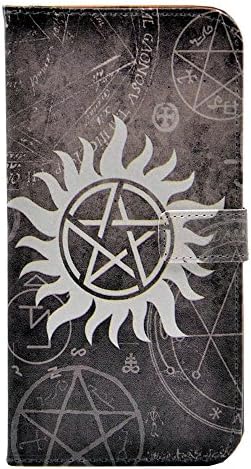 iphone 5S Case Supernatural Pentagram Star Pattern Leather Wallet Case Stand Cover with Cash Card Slots for Apple iphone 5 5S SE New Arrival