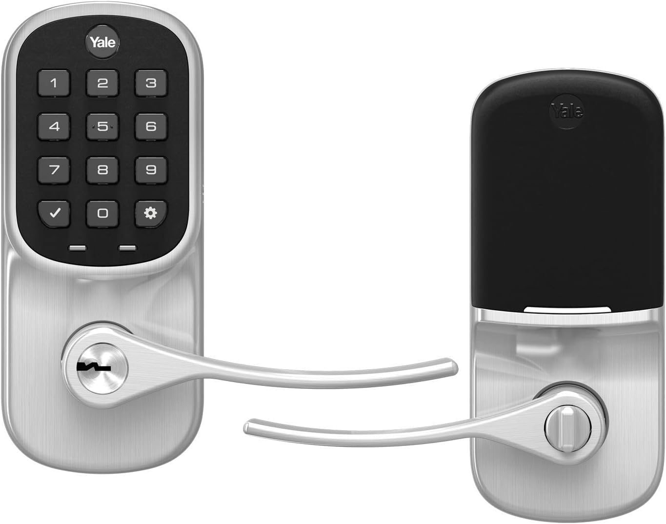 Photo 1 of *UNTESTED*
Yale Satin Nickel Assure Lock Entry Door Handle with Wi-Fi Connected Keypad, Smart Door Lock with Handle and Back-Up Key for Single Hole Entry Door, ?YRL216-WF1-619