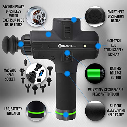 HealthLAb Percussive Therapy Gun Massager, The Quietest Handheld Deep