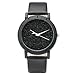 Top Plaza Fashion Womens Flash Power Dial Moon Second Hand Non-Scale Black Case Leather Band Analog Quartz Wrist Watch - Black