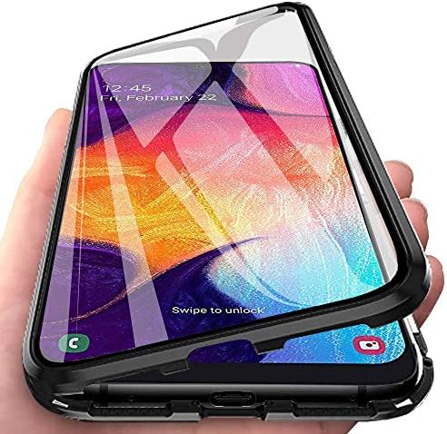Case for Huawei Mate 10 Pro Phone Case Magnetic Adsorption Metal Aluminum Frame 360 Degrees Transparent 9H Tempered Glass Front Back Ultra-thin Anti Scratching Full Body Protective Cover, Black