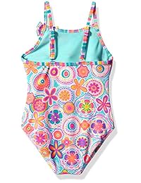 Ángel playa de Little Girls 'Floral y pájaro impresión una pieza Volantes traje de baño