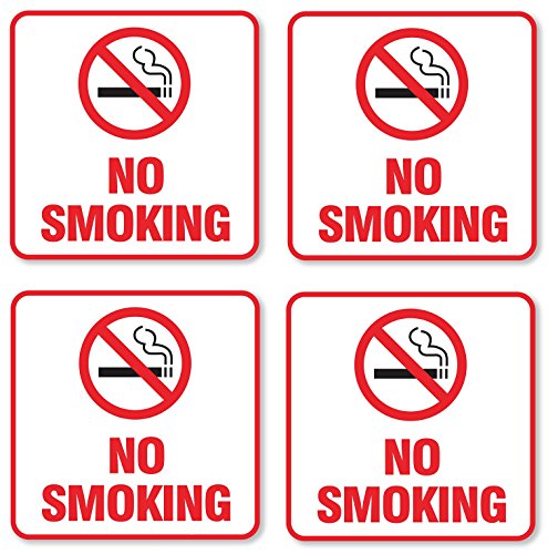 (4 Pack) Self Adhesive No Smoking Sign Vinyl Decal Sticker Waterproof Indoor & Outdoor use