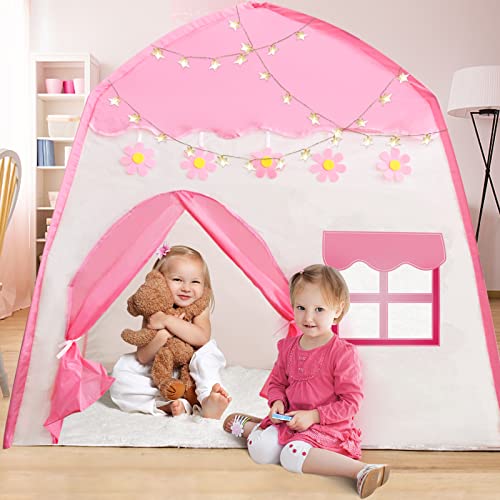 Gentle Monster Kids Play Tent for Girls, Playhouse with Star Lights Indoor & Outdoor, Princess Castle Tent, Toys for 2+ Year Old Girls Birthday Gift