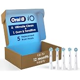 Oral-B iO Ultimate Clean Replacement Brush Heads, 5 Count, 4 Ultimate Clean + 1 Gum &amp; Sensitive White