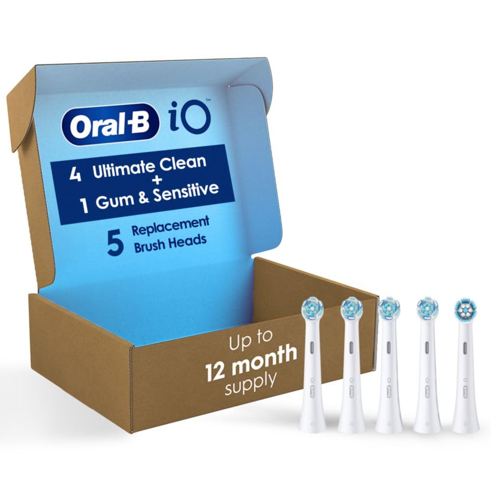 Photo 1 of Oral-B iO Ultimate Clean Replacement Brush Heads, 5 Count, 4 Ultimate Clean + 1 Gum & Sensitive White
