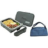 Hot Bento Plus with Included Insulated Tote Bag Self Heated Lunch Box and Food Warmer Battery Powered, Portable, Cordless, Hot Meals for Office, Travel, Jobsite, Outdoor, Meal Prep (Black)