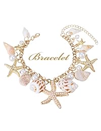 Pandahall - Collar de perlas de imitación con diseño de estrella de mar