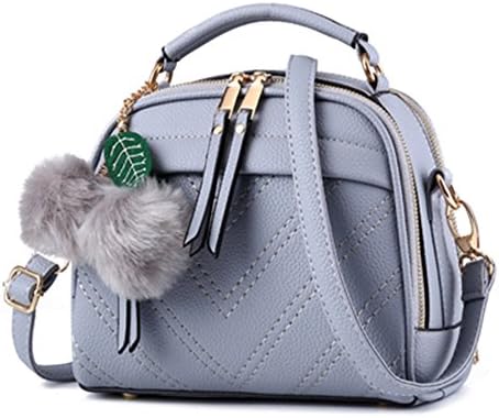 Allway store Women Portable Crossbody Handbag with Leather Chain Strap Tote Bag (light grey)