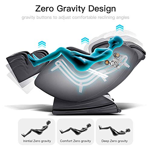 Massage Chair, WOVTE Luxurious Electric Full Body S-track Zero Gravity FDA Approved Shiatsu Massaging Chair Recliner with Heating Back, Foot Roller and Air Massage System for Home Office Use, Black
