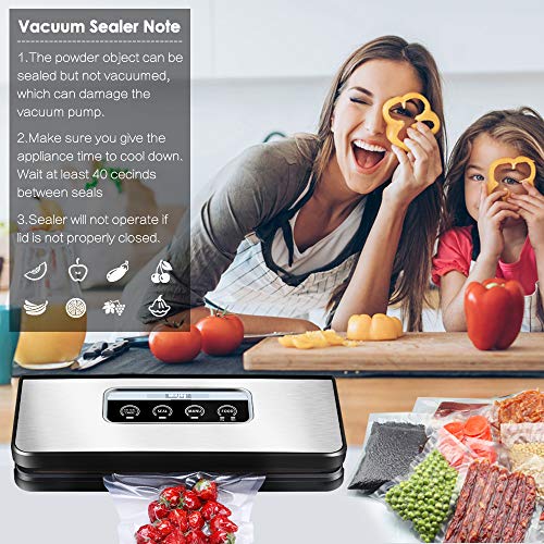 Vacuum Sealer Machine, Winjoy Automatic Food Sealer for Food Savers w/Starter Kit|Touch Pannel and LCD Display|Dry & Moist Food Modes| Compact Design (Silver) - Thumbnail 5