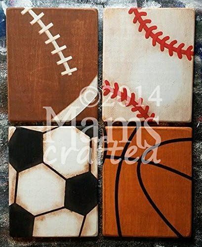 Vintage Sports, Set of 4 Weathered Wood Wall Art, Several Sizes and Shapes