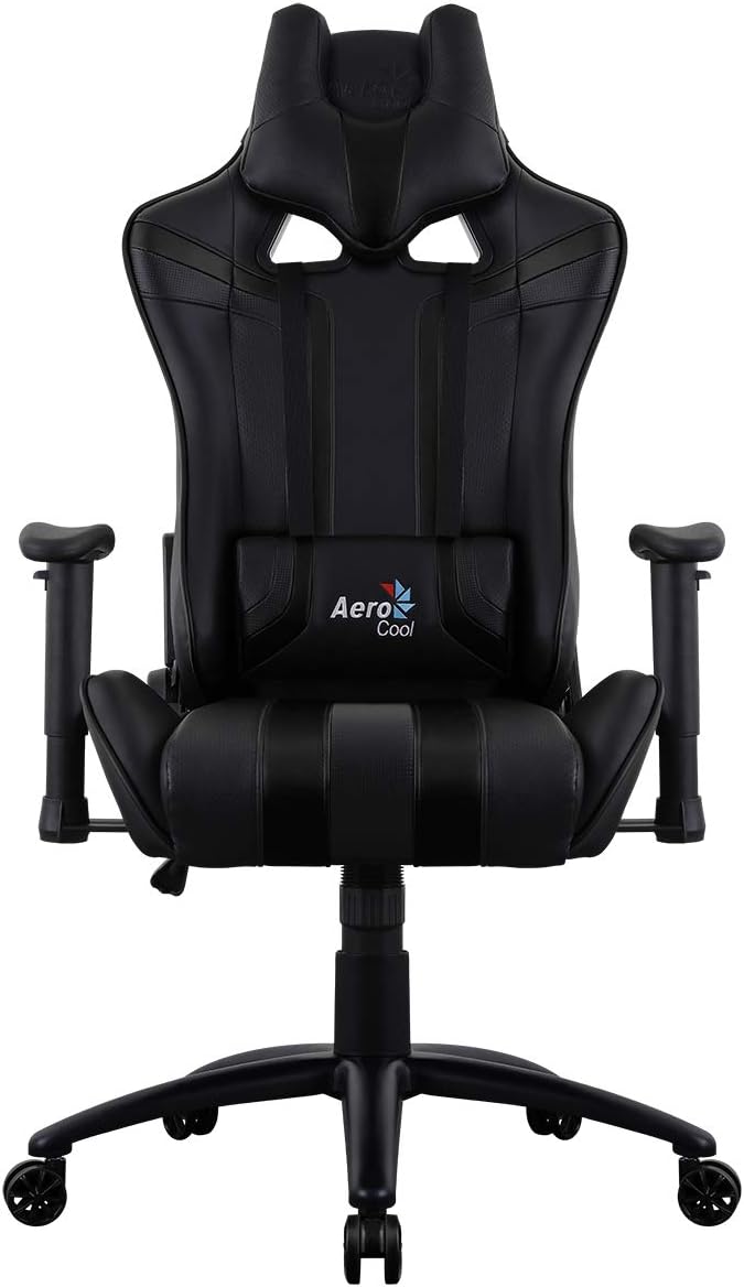 Aerocool AC120 Air Professional Gaming Chair, Adjustable Height, Adjustable Backrest 180º, Includes Headrest And Lumbar Pillow, Game For Hours | Black
