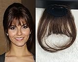 LaaVoo Clip in Bangs Hair Extensions Black Brown Hair Pieces Air Bangs with Temples Clip Real Remy Human Hair