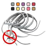 Original Kinven Mosquito Insect Repellent Bracelet Waterproof Natural DEET FREE Insect Repellent Bands, Anti Mosquito Protection Outdoor & Indoor, Adults & Kids, 4 bracelets, in Silver