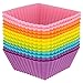 Freshware 12-Pack Silicone Square Reusable Cupcake and Muffin Baking Cup, Six Vibrant Colors