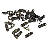 Uxcell Right Latch Hook Antique Wood Box Hasp Catch Decor, Bronze Tone, 10-Piece