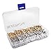 BEADNOVA 1200pcs Rose Gold/ Silver Plated Brass Round Beads 3mm 4mm 6mm 8mm Free Plastic Container Box for Jewelry Making