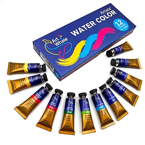 Artists' Watercolor Paint Set 12 Colors in Tubes (0.5 oz / 15 ml) by