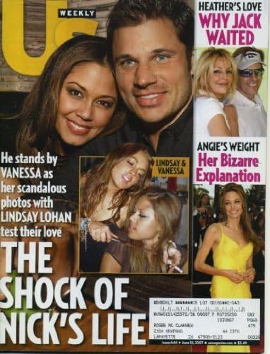 Us Weekly Magazine June 18, 2007 Lindsay Lohan & Vanessa Mannillo & Nick Lachey, Angelina Jolie, Heather Locklear