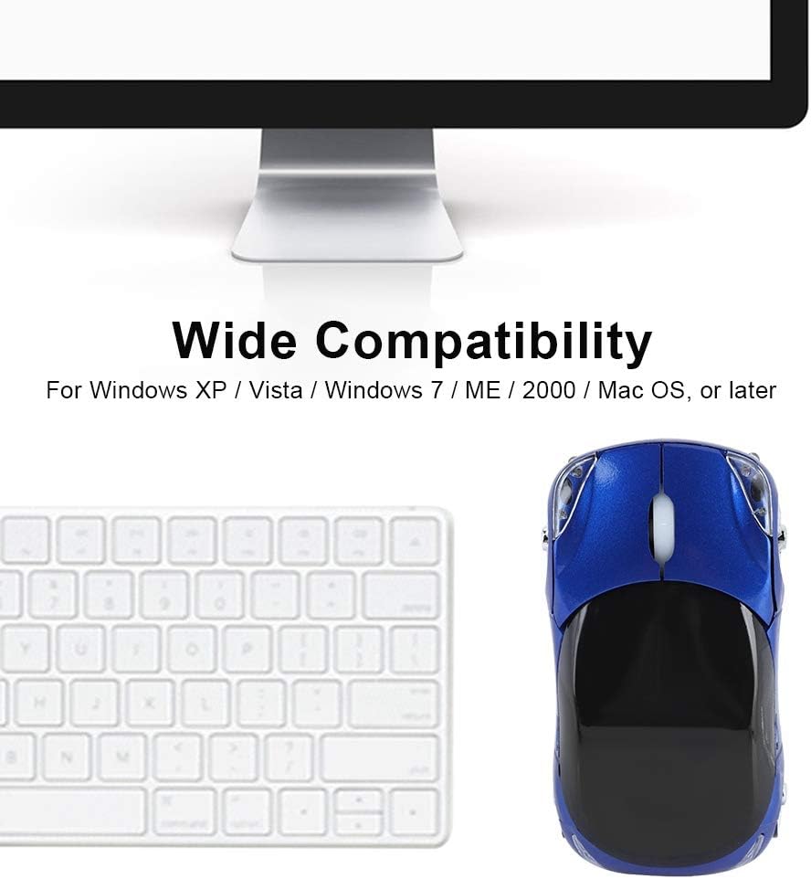 4 Color 2.4G Wireless Mouse, Bluetooth Optical Car-shape Mouse 1600DPI for Mac/ME/PC/Tablet Gaming Office(Blue) - Image 4
