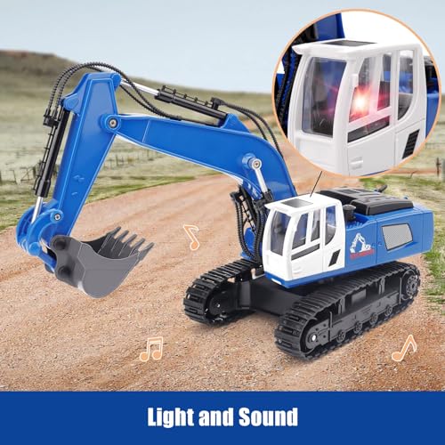 TERRIFI Remote Control Excavator Toy, 1/18 Scale Rc Toys Metal Shovel Double Track 360 Degree Rotation Hydraulic Excavator Toy for Kids Age 4-7 8 9 10 Year Old, Birthday Gifts Ideas