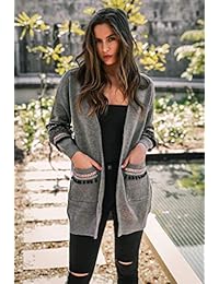 BTFBM - Cárdigan abierto para mujer, manga larga, con bolsillos, suéter bohemio