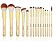TheFellie Makeup Brushes, Professional Bamboo Handle Powder Flat Foundation Blush Concealer Eyebrow Eyeshadow Eyeliner Eyelash Lip Brush Set, 15 Pcs