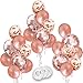 Lujoka Rose Gold Balloons - Foil & Latex Premium Balloon Set with Confetti 24 Pcs - 18 & 12 inches, 3 Styles + 3 Ribbons - Ideal for Weddings, Birthdays Supplies, Bridal Shower, Engagement Party