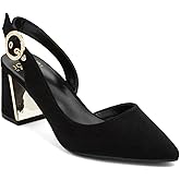 Jones New York Women's Patent Slingback Heeled Sandals | Block Heel Dress Shoes with Buckle | Open-Toe/Closed-Toe Elegant & Comfortable Footwear for Formal Events, Parties & Weddings