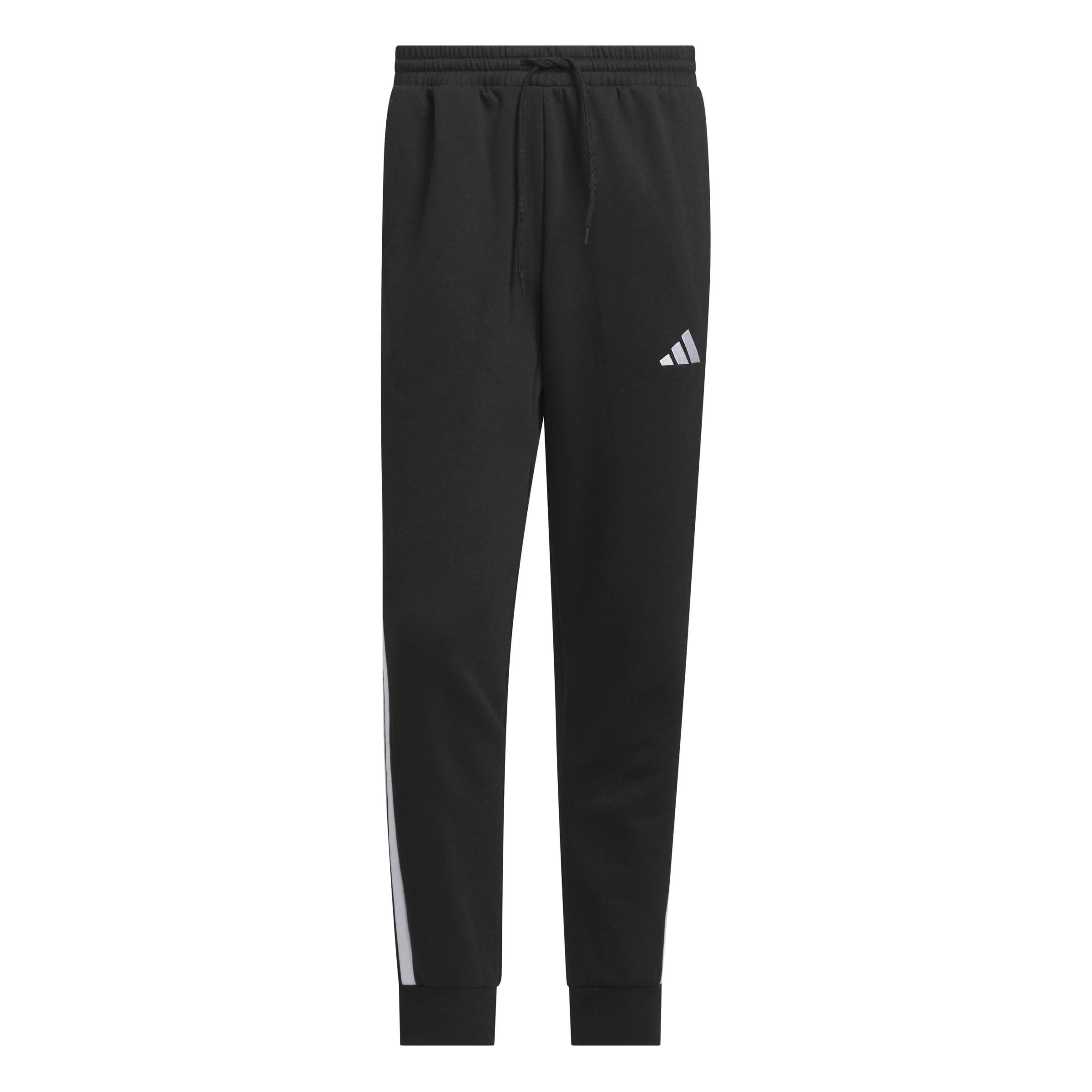 Adidas Men's Essential Three Stripes Fleece Pant, Black/White, L