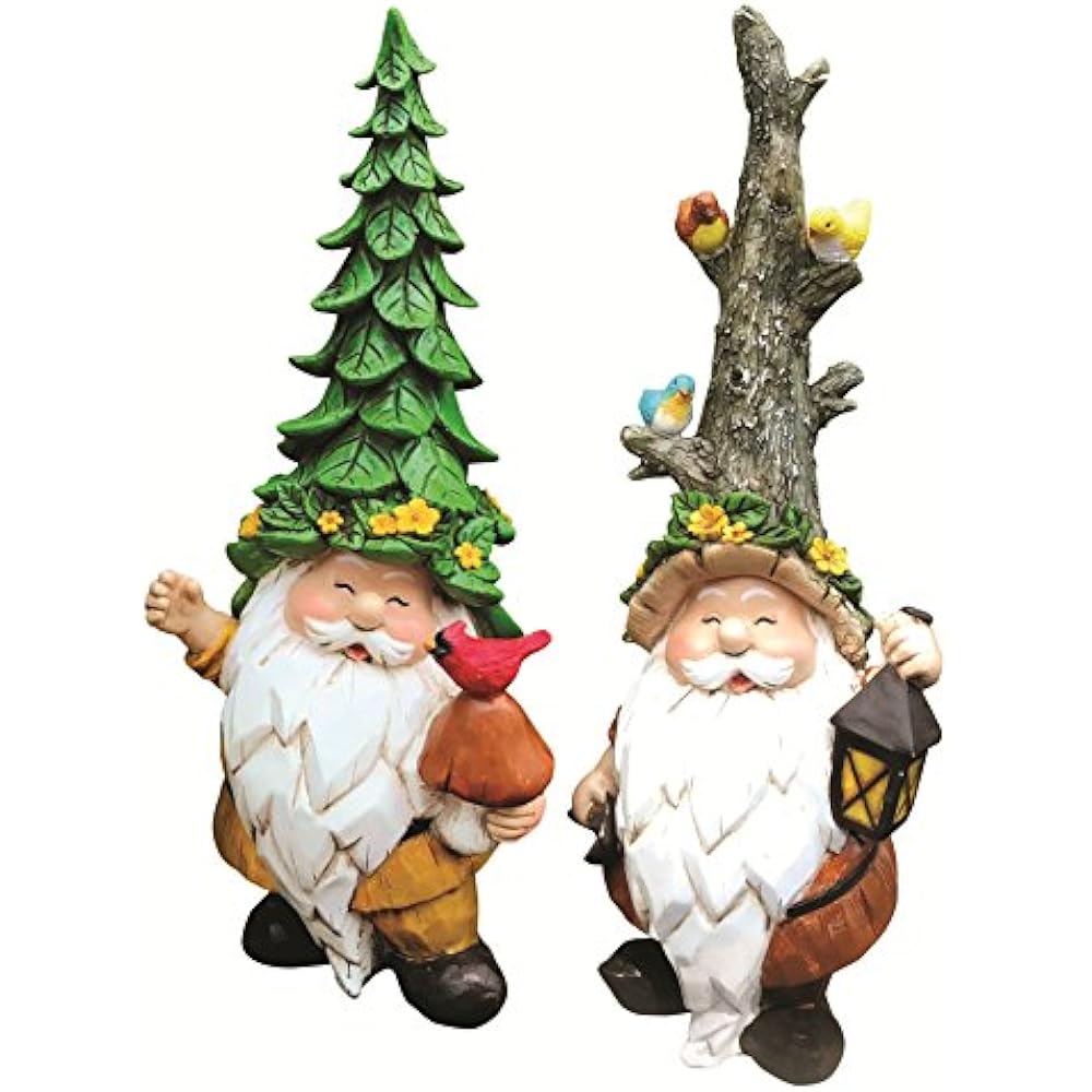 Garden Gnomes Statues Unique Set Of 2 Cute By & Outdoor eBay
