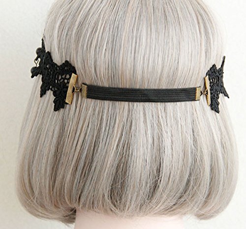 Aniwon Headbands, Black Lace Pearl Hair Bands Forehead Jewelry for Women… - Thumbnail 3