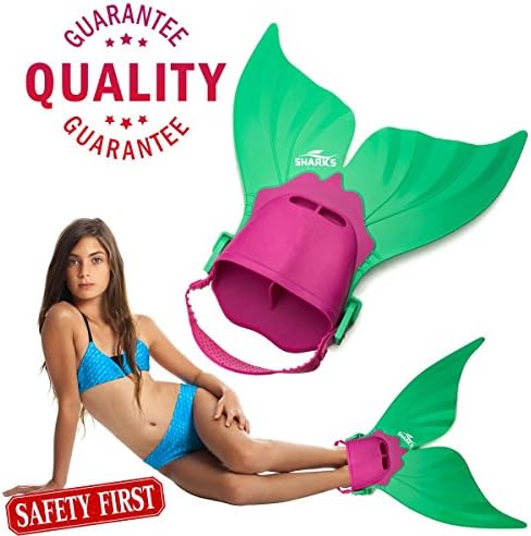 Sharks Wear Mermaid mono-fin for children with adjustable strap. (Green)