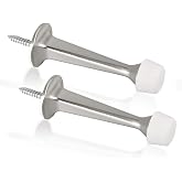 KOVOSCH 2 Pack Solid Rigid Door Stops - Heavy Duty Door Stoppers Wall Protector with Soft Rubber Tips, Satin Nickel