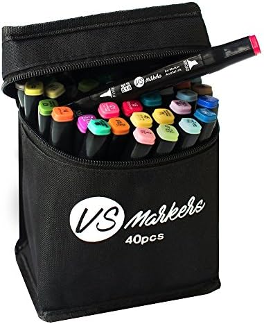 VS Markers - Set of 40 Permanent Art Markers with Carrying Case - Your first sketch will be posted on our Instagram - Follow us!