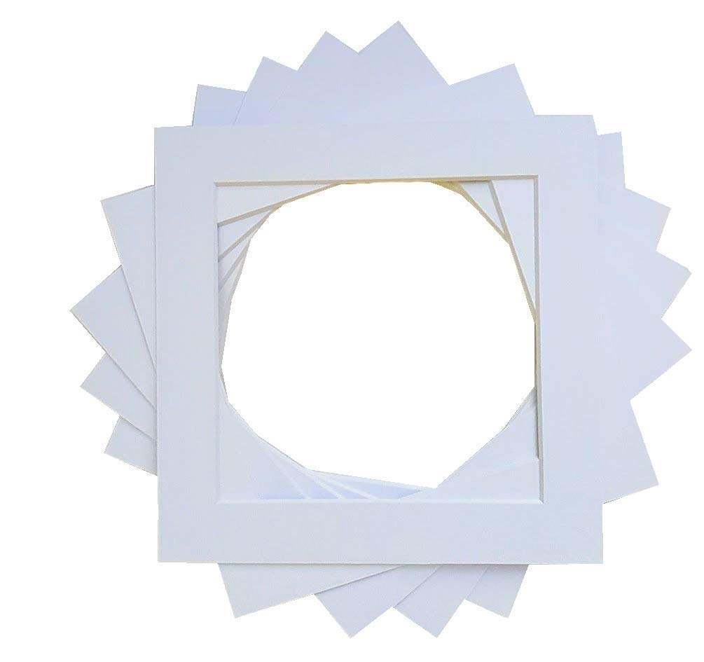 Pack of 5 White Instagram Square Bespoke Computer Cut Photo Mounts/Picture Mounts/Frame Mounts - Frame Size 10"x10" - Mount Size 8 x8 "