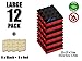 Arrowzoom New 12 Pack of Red & Black (9.8 in X 9.8 in X 1.9 in) Soundproofing Insulation Pyramid Acoustic Wall Foam Padding Studio Foam Tiles AZ1034 (RED&BLACK)