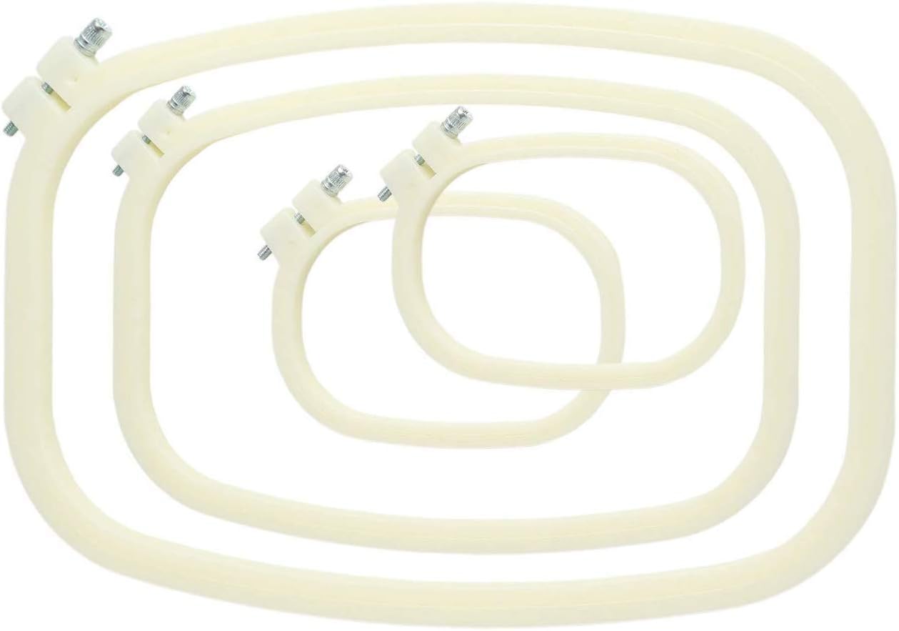 eGoodn Embroidery Hoop Square Cross Stitch Hoops Ivory-White Pack of 4, Differernt Sizes - 5 inches 10 inches 13 inches for Kids and Adults