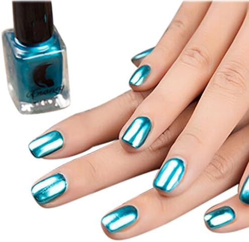 Professional Nail Art, RIUDA Liquid Mirror Nail Polish Plating Silver Paste Metal Color Stainless Steel (Blue)