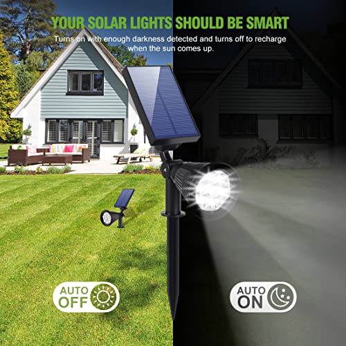 Solar Spotlights Outdoor,[Waterproof/ Auto On/Off] GreLeed Wireless Solar Powered Landscape Spotlights, Solar Wall Light, 2 Modes Outdoor Solar Garden Lights for Yard Porch Garden (Cold White)