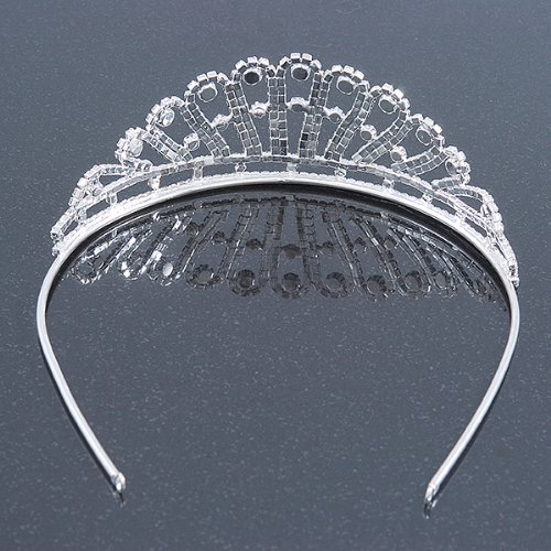 Bridal/ Wedding/ Prom Rhodium Plated Clear Austrian Crystal Starlet Tiara