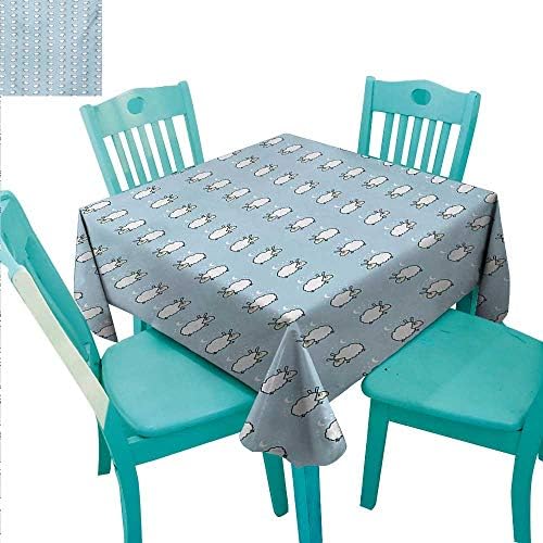 Baby Fabric Dust-Proof Table Cover Counting Sheep Pattern Sleeping Monsters Sweet Dreams Moon Cute Childish Design Runners,Gatsby Wedding,Glam Wedding Decor,Vintage Weddings 70"Wx70"L Pale Blue White
