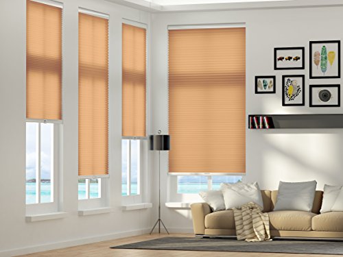 Honeycomb Blinds Cordless Light Filtering Single Cell Window Shades Blinds for Home Office 35 x 64 inch, Beige