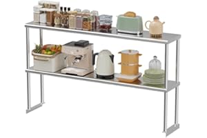 Joankaren Stainless Steel Double Overshelves with Adjustable Under Shelf, Rust Resistant Design, Easy Assembly, Ideal for Pre