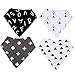 MKONY Baby Bandana Drool Bibs with 2 Snaps,Monochrome Set,4-Pack Soft Absorbent Cotton, Cute Baby Gift for Boys & Girls